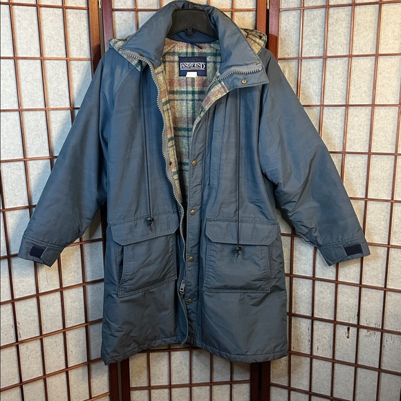 Lands' End Jackets & Blazers - Lands' End Blue Parka with Plaid Interior